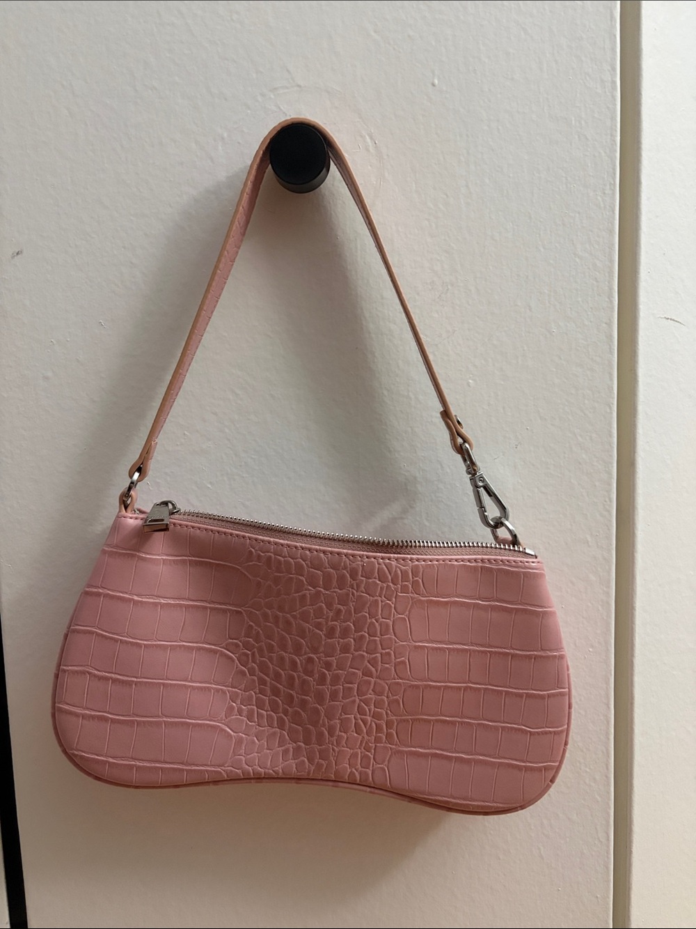 JW PEI Pink Croc-Embossed Shoulder Bag - Vegan leather